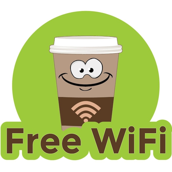 Safety Sign, 9 in Height, Vinyl, 6 in Length, Free Wifi, D-DC-36-Free Wifi